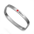 Diabetes Medical Alert Stainless Bangle Bracelet 7 Inch